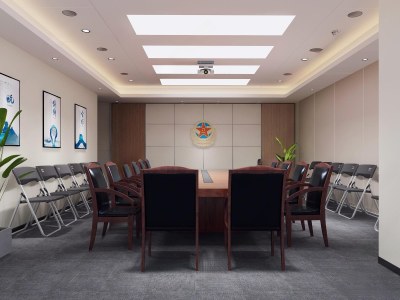 现代党建会议室3D模型下载